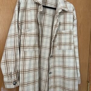 Plaid Button-Up Shirt Jacket
